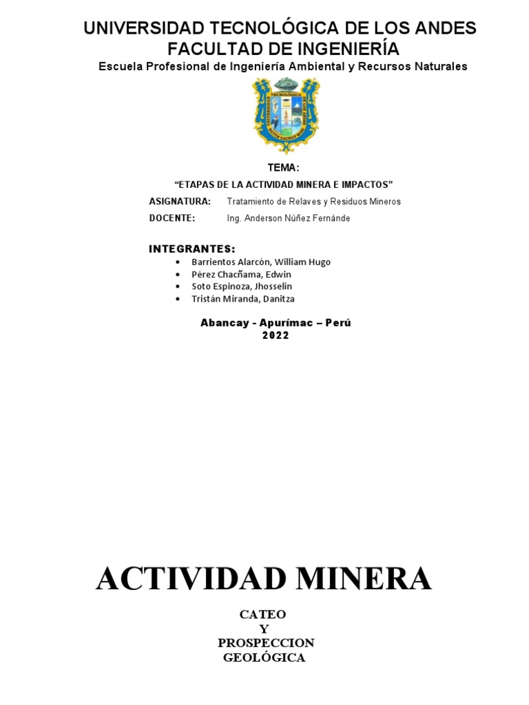 Etapas y Consecuencias de la Megaminería | PDF | Minería | Evaluación ...