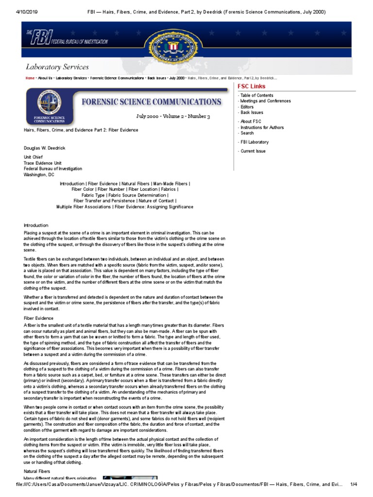 Fiber Evidence in Homicide Investigations | PDF | Textiles | Yarn