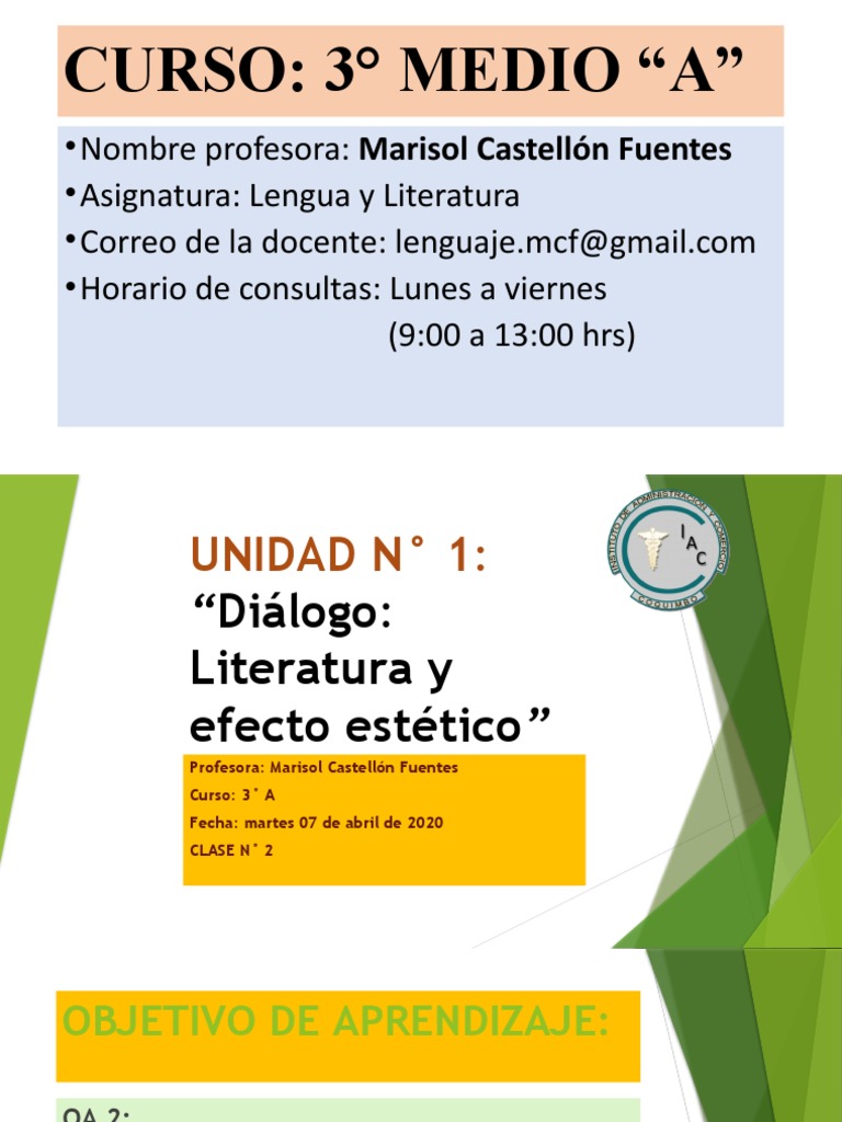 Efecto Estético en Literatura: Clase 3° A | PDF