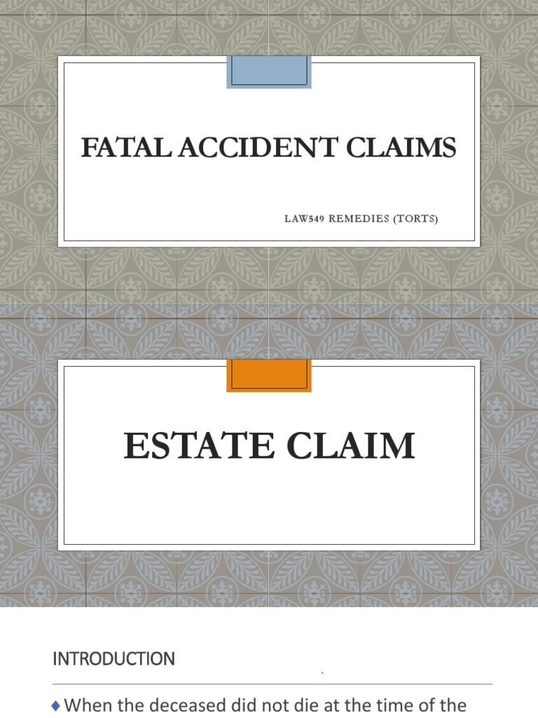 Estate Claim PDF Damages Private Law