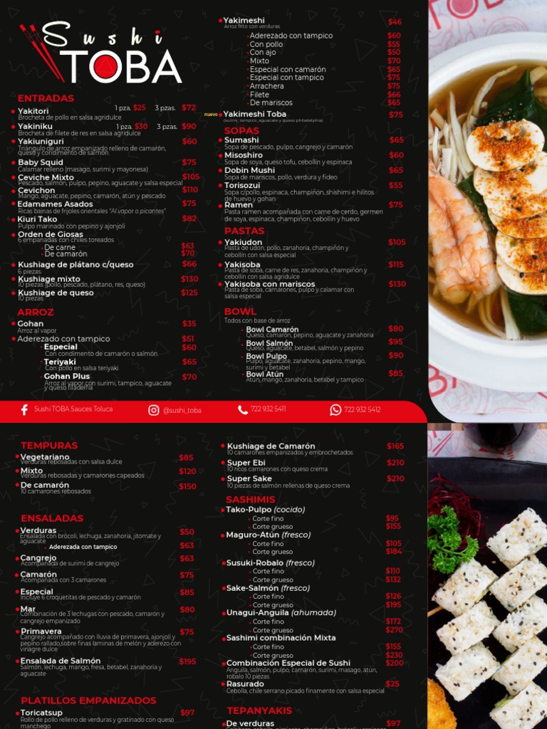 Menu Sushi Toba - Compressed | PDF | Mariscos | Alimentos