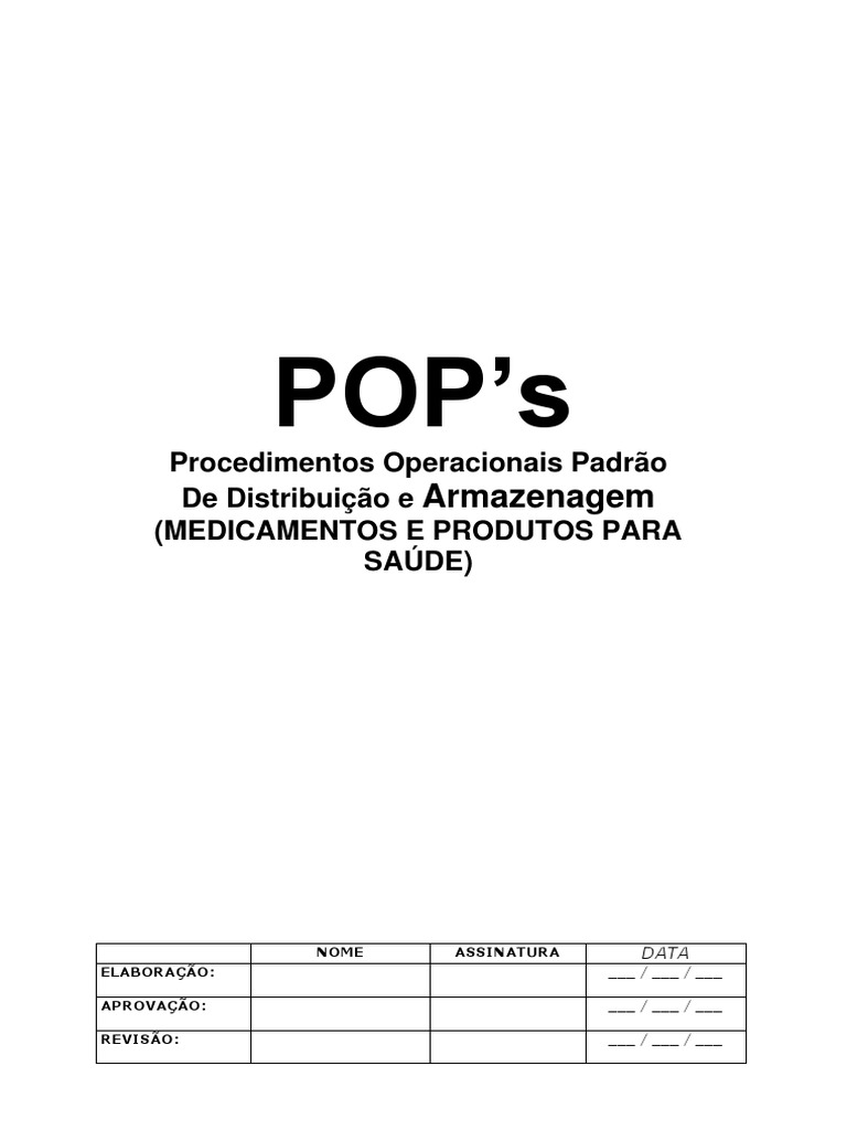 POPs de Distribuição e Armazenagem de Medicamentos | PDF | Farmacêutico ...
