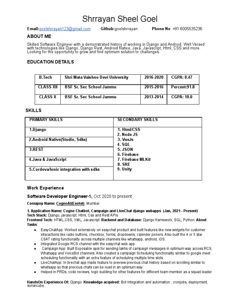 Software Engineer Profile: Django & Android | PDF | Android (Operating ...