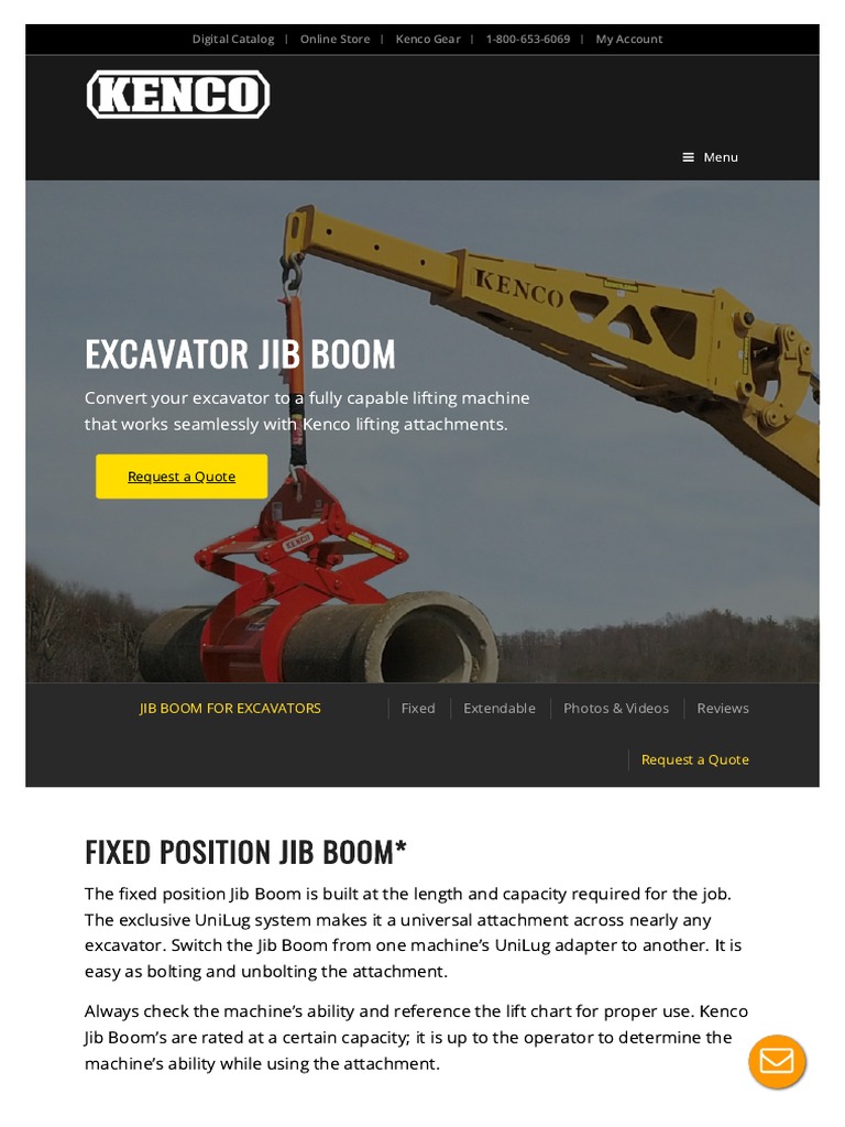 Kenco Excavator Jib Booms & Wheel Loader Jib Booms PDF