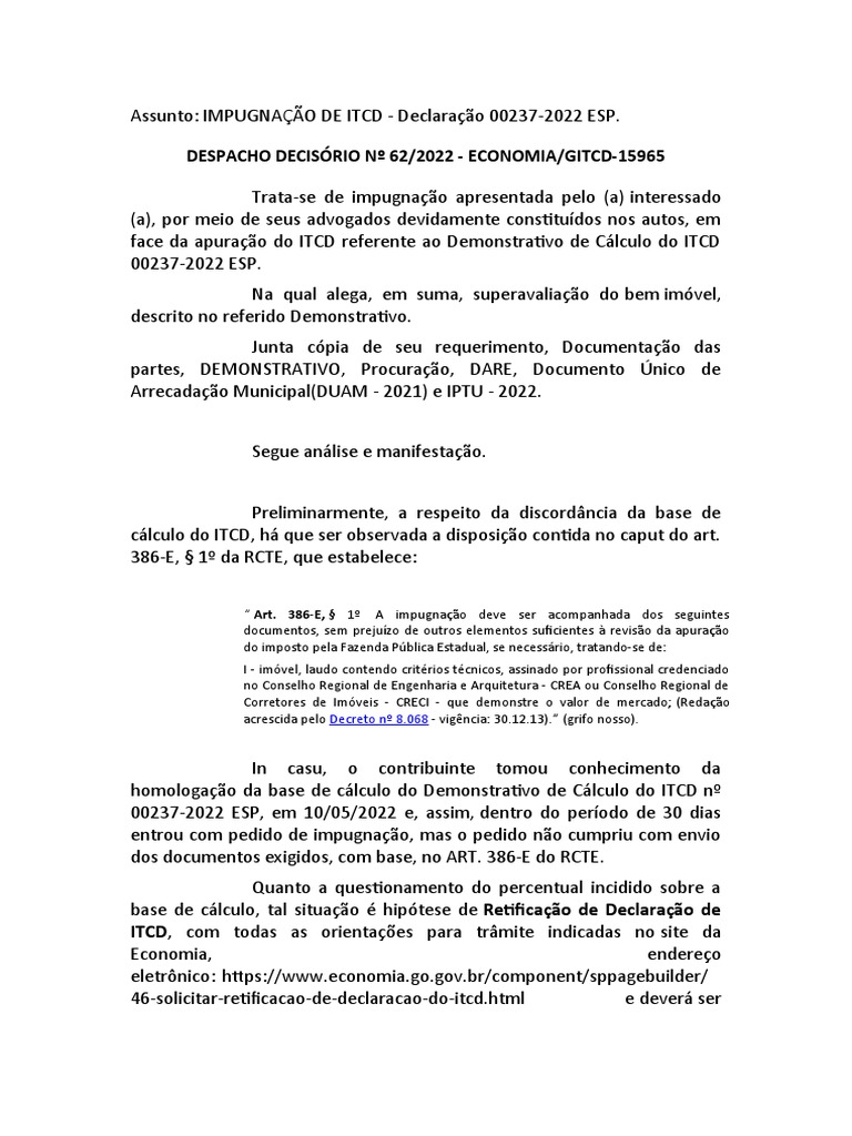 Despacho Descisório - Indeferido Inepta e Orient. Retificação | PDF ...