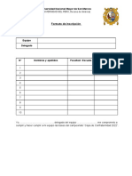 Formato de Inscripción - COPA DE CONFRATERNIDAD