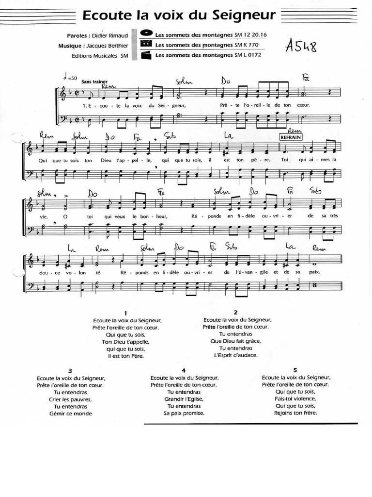 A548 Ecoute La Voix Du Seigneur PDF