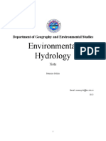 Environmental Hydrology: Department of Geography and Environmental Studies