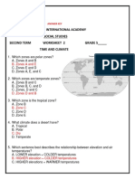 Inspire International Academy Social Studies Second Term Worksheet 2 Grade 5 - Time and Climate