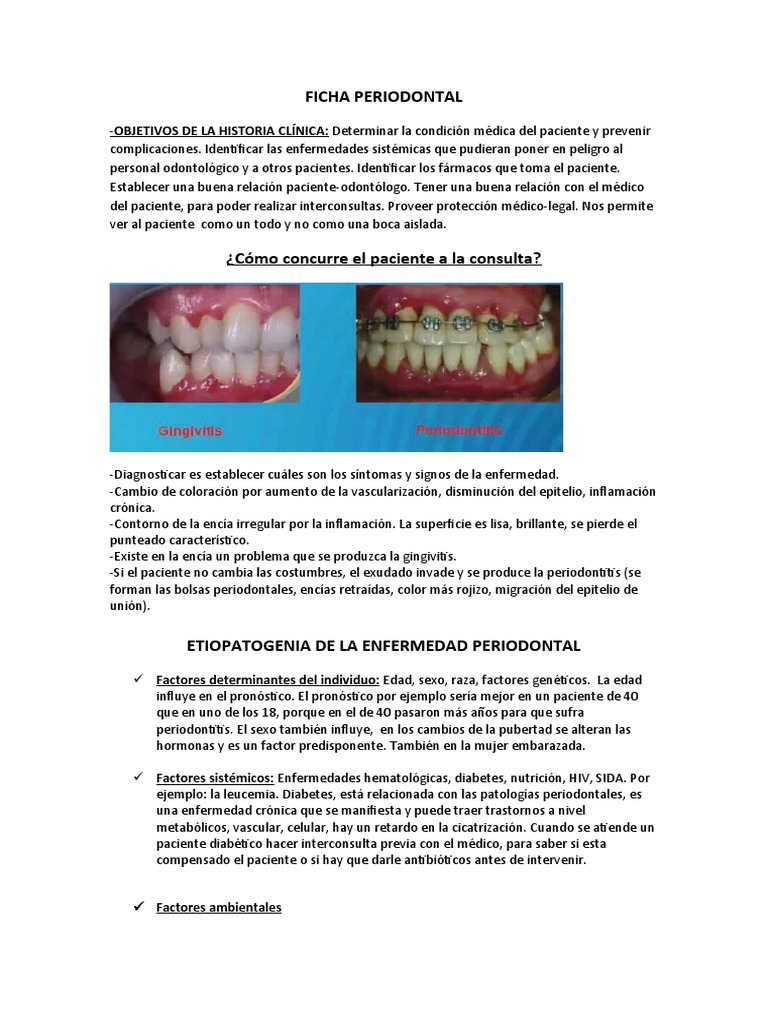 Ficha Periodontal | PDF | Lesión | Epidemiología