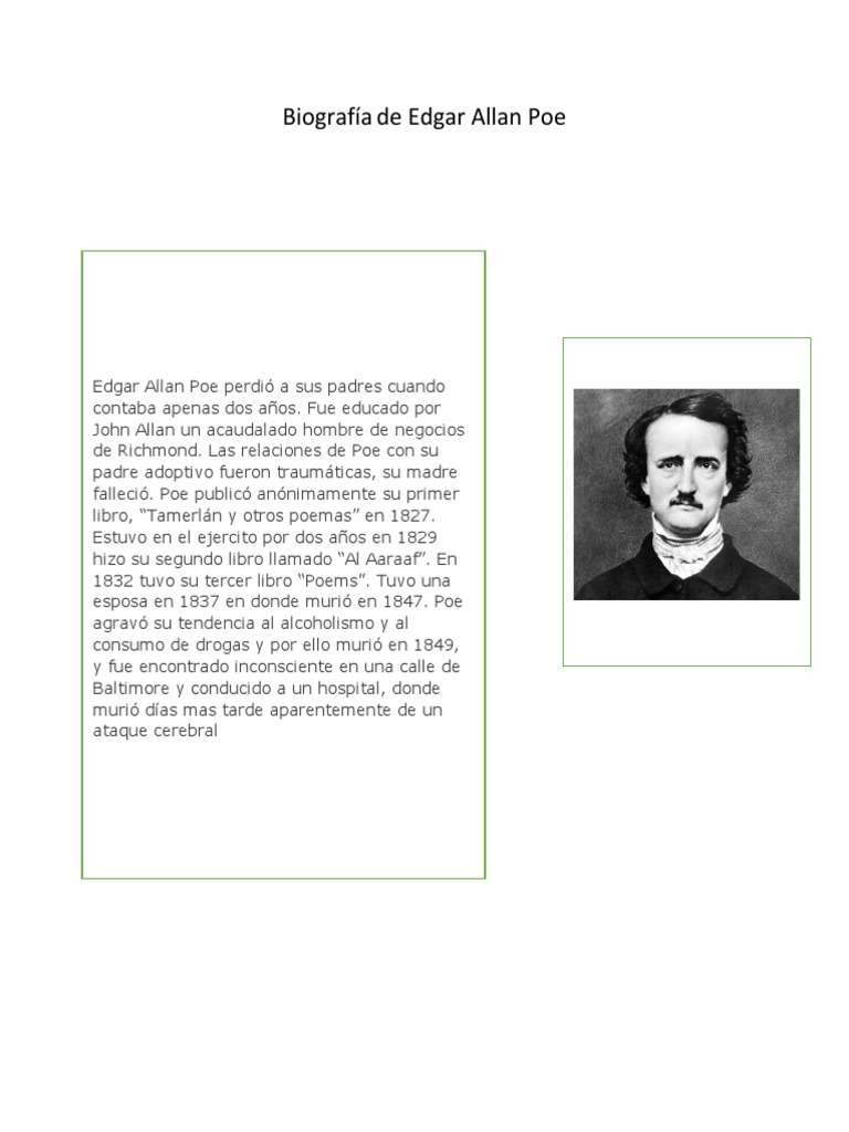Biografía de Edgar Allan Poe. PDF