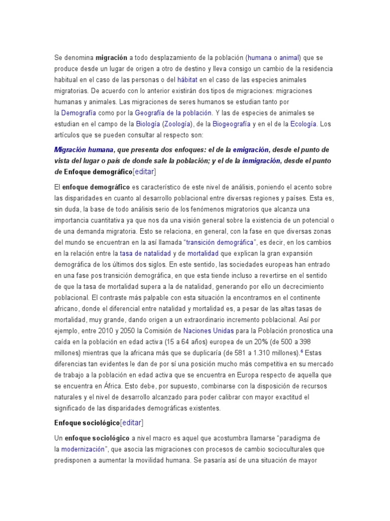Tipos y Enfoques de la Migración | PDF | Migración humana | Ciencias ...