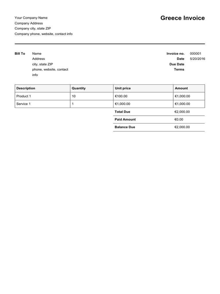 Invoice Due Date Terms