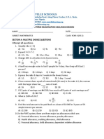 Roseville Schools Year 8 Maths Exam Questions