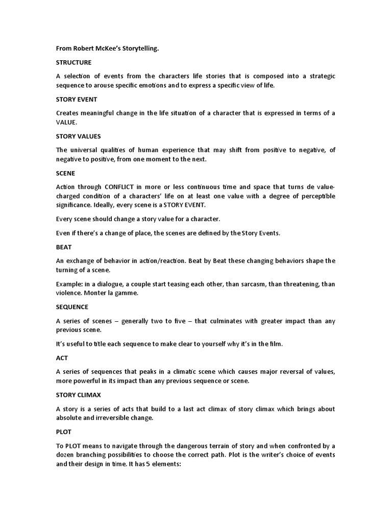 McKee's Storytelling Structure Explained PDF Thriller (Genre