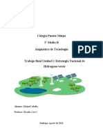 Colegio Puente Maipo I° Medio B Asignatura de Tecnología Trabajo Final Unidad I: Estrategia Nacional de Hidrogeno Verde