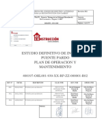 Estudio Definitivo de Ingeniería Puente Pardo Plan de Operacion Y Mantenimiento