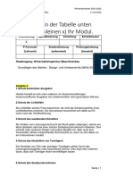 Wählen Sie in Der Tabelle Unten (Mit Einem Kleinen X) Ihr Modul