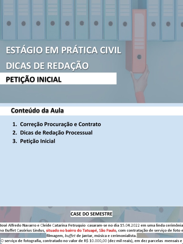 AULA 2 e 3 - Dicas de Redação e Petição Inicial | PDF | Réu | Indenização