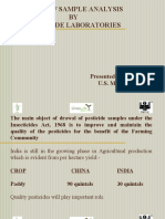 Trend of Sample Analysis BY Pesticide Laboratories: Presented by U.S. Madan