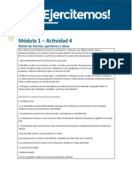 Módulo 1 - Actividad 4: Relato de Hechos, Opiniones e Ideas