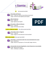 Cronograma de Activides de Semana Santa