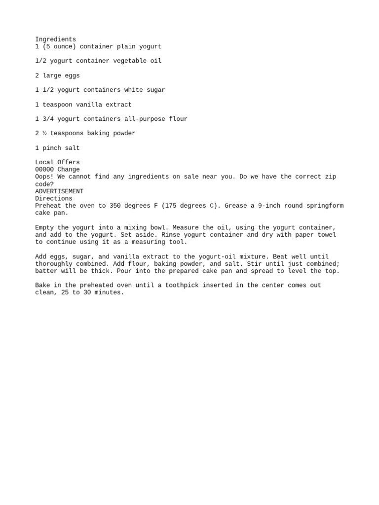 Easy Yogurt Cake PDF