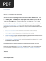 Google Terms of Service en FR