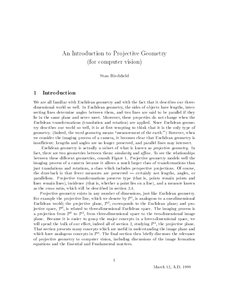 An Introduction To Projective Geometry (For Computer Vision) | PDF ...
