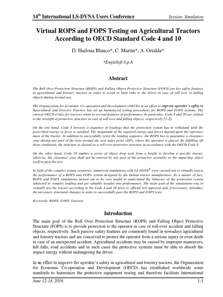 Virtual Rops and Fops Testing On Agricultural Tractors According To ...