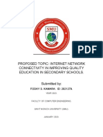 Proposed Topic: Internet Network Connectivity in Improving Quality Education in Secondary Schools. Submitted by