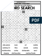 Word Search: Vocabulary: Free Time