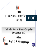 IT3405: User Interface Design (UID) : Introduction To Human-Computer Interaction (HCI)