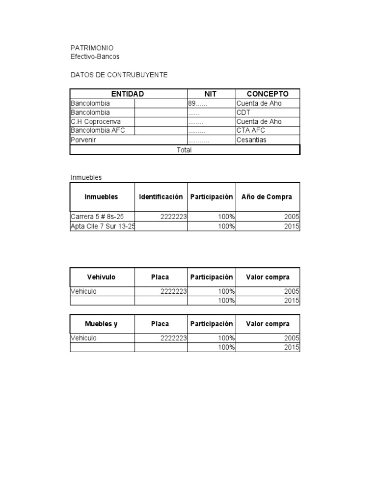 Plantilla Declaracion de Renta | PDF | Industrias de servicio ...