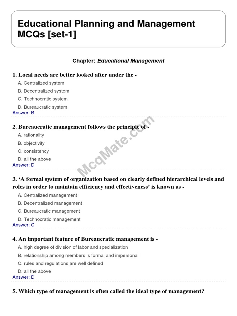 Educational Planning and Management (Chapter Educational Management