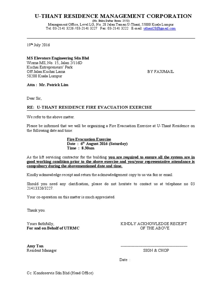 Fire Evacuation Exercise Notification | PDF | Service Industries