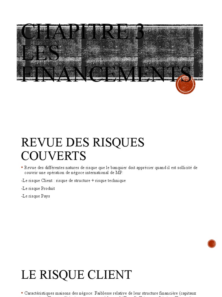 Chapitre 3 Les Financements | PDF | Banques | Risque