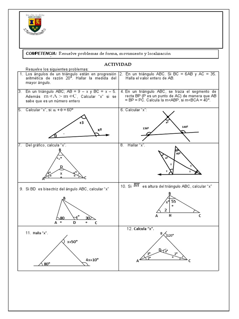 Ficha de Trabajo #7 Triángulos | PDF | Triángulo | Geometría Elemental