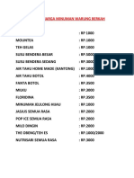 Daftar Harga Minuman Warung Berkah