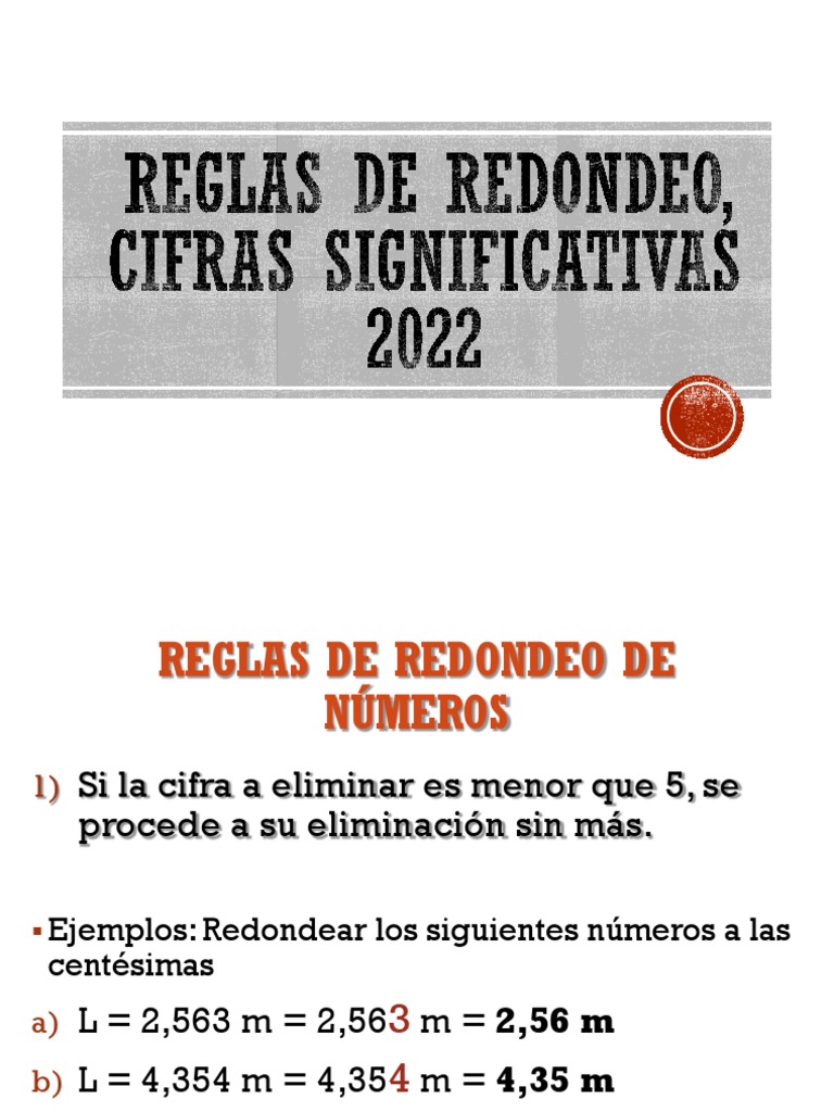 Reglas de Redondeo y Cifras Significativas | PDF | Sustracción | Decimal