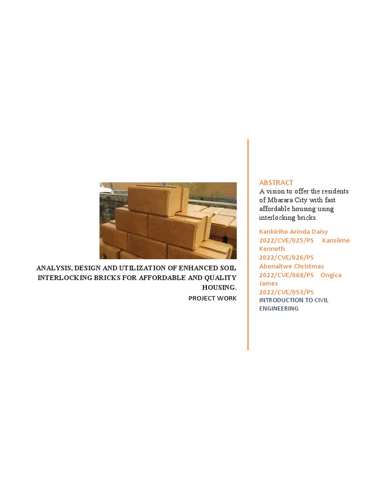 Enhanced Soil Interlocking Bricks for Housing | PDF | Brick | Mortar ...