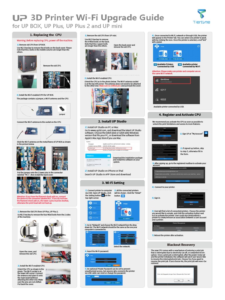 UP 3D Printer WiFi Upgrade Guide en PDF Wi Fi Printer