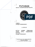 Keputusan KPU Kabupaten Natuna Tentang Penetapan Calon Tetap Anggota DPRD Dinyatakan Batal