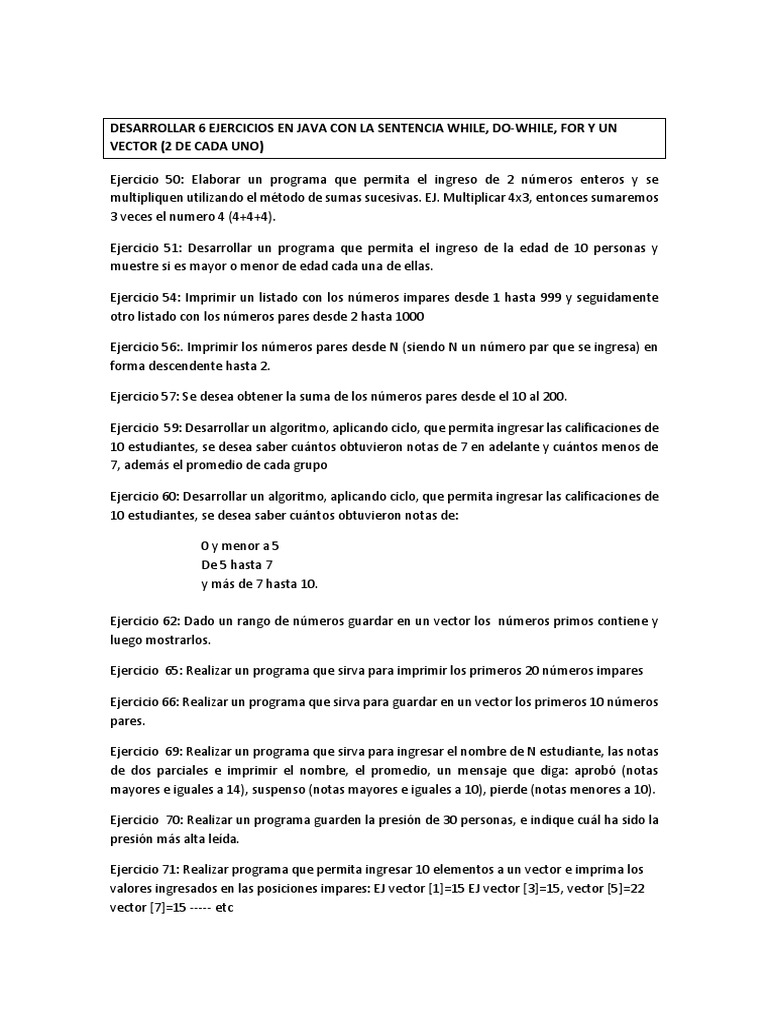 Tarea while do while for vector pdf