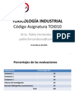 Toxicología Industrial: Código Asignatura TOI010