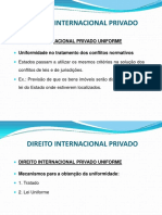 Direito Internacional Privado Uniforme e Classificação Das Normas de Direito Internacional Privado