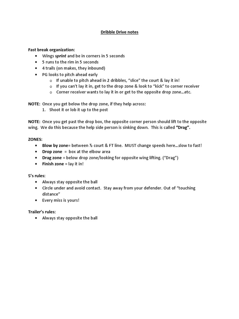 Dribble Drive Notes PDF Sports Rules And Regulations Athletic Sports