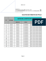 Solicitud de Formatos de Títulos Del Nivel de Educación Media General. Plan de Estudio 31059. Año Escolar 2022-2023 Datos de La Institución Educativa