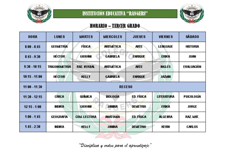 Horario Tercer Grado PDF