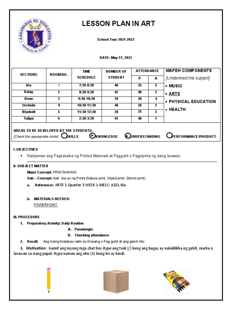 Lesson Plan Teaching Arts Pdf